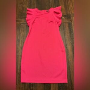 Tommy Hilfiger Hot Pink Scuba Knee Length Dress, Ruffle Sleeves Size 10